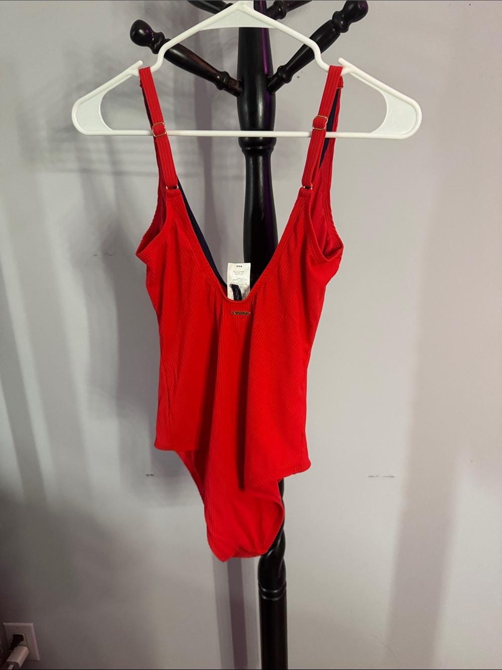 Nautica Red One-Piece Swimsuit with Navy Trim - Picture 3 of 5